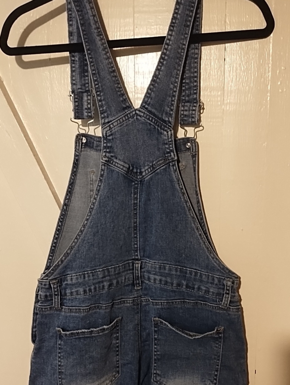Women’s Blue Denim Distressed Overalls VGC Tattered Size Large. - Picture 9 of 10